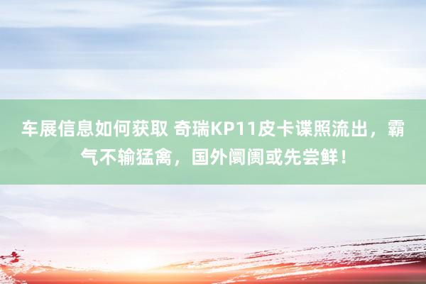 车展信息如何获取 奇瑞KP11皮卡谍照流出，霸气不输猛禽，国外阛阓或先尝鲜！