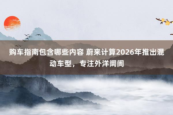 购车指南包含哪些内容 蔚来计算2026年推出混动车型，专注外洋阛阓