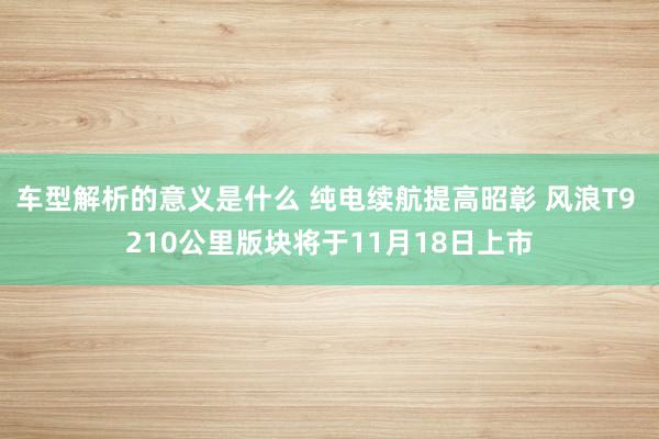 车型解析的意义是什么 纯电续航提高昭彰 风浪T9 210公里版块将于11月18日上市