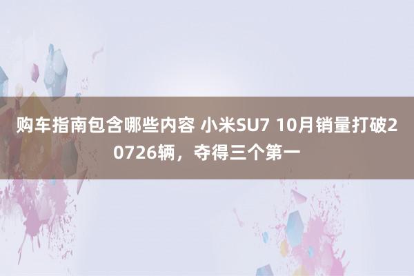 购车指南包含哪些内容 小米SU7 10月销量打破20726辆，夺得三个第一