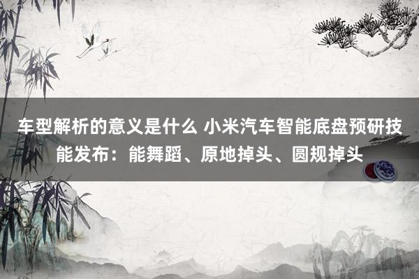 车型解析的意义是什么 小米汽车智能底盘预研技能发布：能舞蹈、原地掉头、圆规掉头