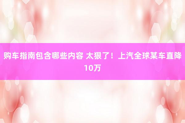 购车指南包含哪些内容 太狠了！上汽全球某车直降10万