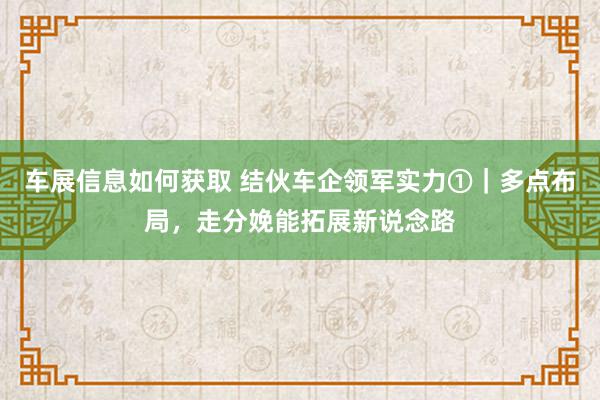 车展信息如何获取 结伙车企领军实力①｜多点布局，走分娩能拓展新说念路