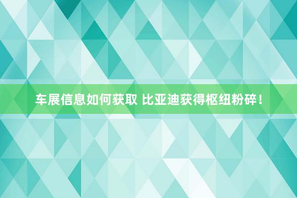 车展信息如何获取 比亚迪获得枢纽粉碎！