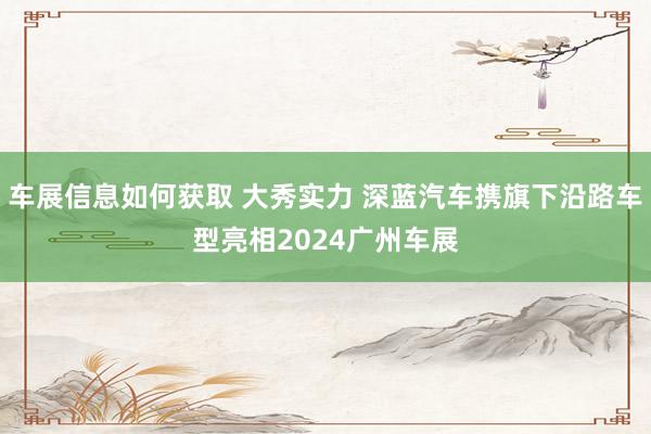 车展信息如何获取 大秀实力 深蓝汽车携旗下沿路车型亮相2024广州车展