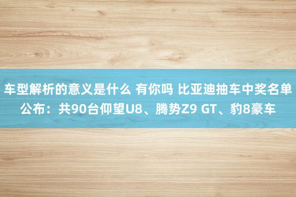 车型解析的意义是什么 有你吗 比亚迪抽车中奖名单公布：共90台仰望U8、腾势Z9 GT、豹8豪车