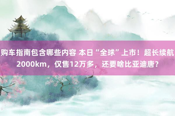 购车指南包含哪些内容 本日“全球”上市！超长续航2000km，仅售12万多，还要啥比亚迪唐？