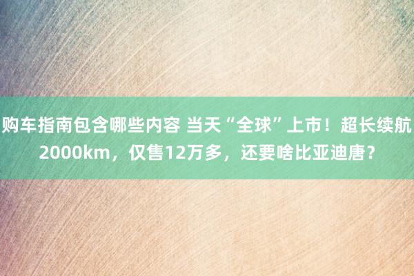 购车指南包含哪些内容 当天“全球”上市！超长续航2000km，仅售12万多，还要啥比亚迪唐？