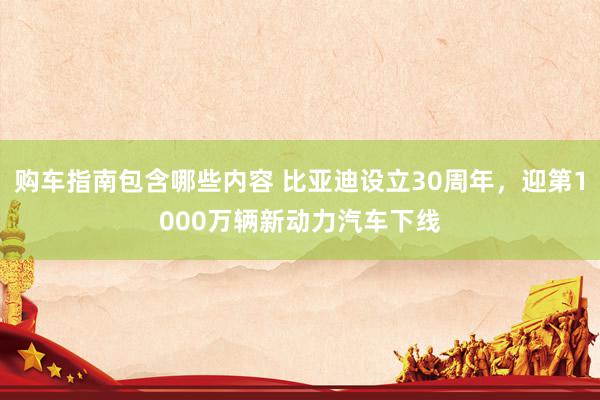 购车指南包含哪些内容 比亚迪设立30周年，迎第1000万辆新动力汽车下线