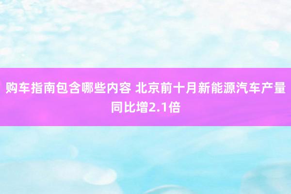 购车指南包含哪些内容 北京前十月新能源汽车产量同比增2.1倍