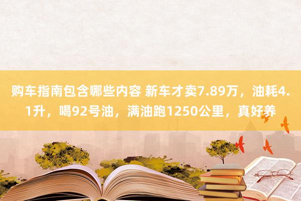 购车指南包含哪些内容 新车才卖7.89万，油耗4.1升，喝92号油，满油跑1250公里，真好养