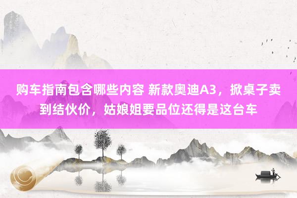 购车指南包含哪些内容 新款奥迪A3，掀桌子卖到结伙价，姑娘姐要品位还得是这台车