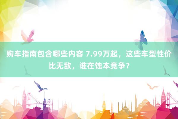 购车指南包含哪些内容 7.99万起，这些车型性价比无敌，谁在蚀本竞争？