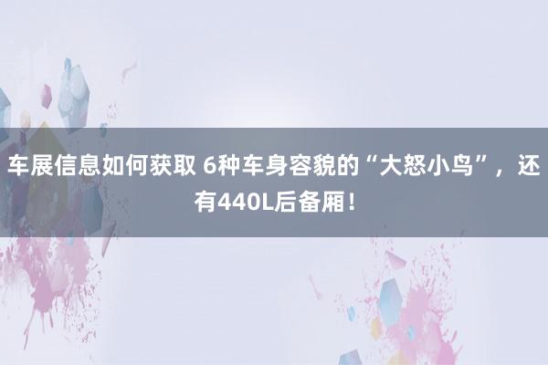 车展信息如何获取 6种车身容貌的“大怒小鸟”，还有440L后备厢！