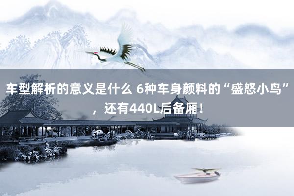 车型解析的意义是什么 6种车身颜料的“盛怒小鸟”，还有440L后备厢！