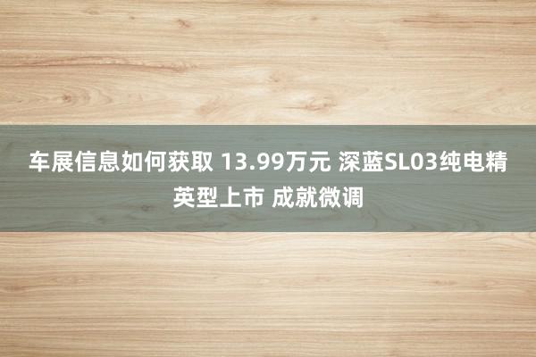 车展信息如何获取 13.99万元 深蓝SL03纯电精英型上市 成就微调