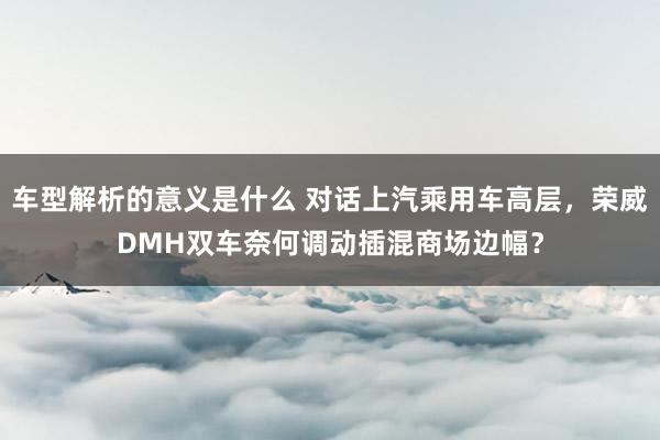 车型解析的意义是什么 对话上汽乘用车高层，荣威DMH双车奈何调动插混商场边幅？