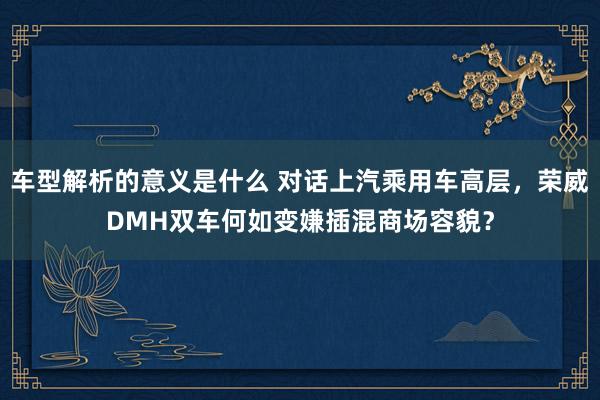 车型解析的意义是什么 对话上汽乘用车高层，荣威DMH双车何如变嫌插混商场容貌？