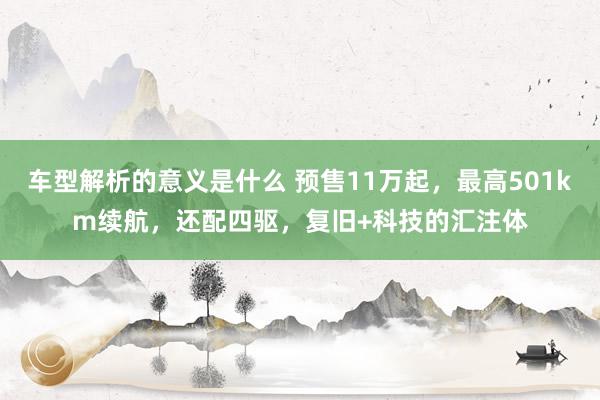 车型解析的意义是什么 预售11万起，最高501km续航，还配四驱，复旧+科技的汇注体