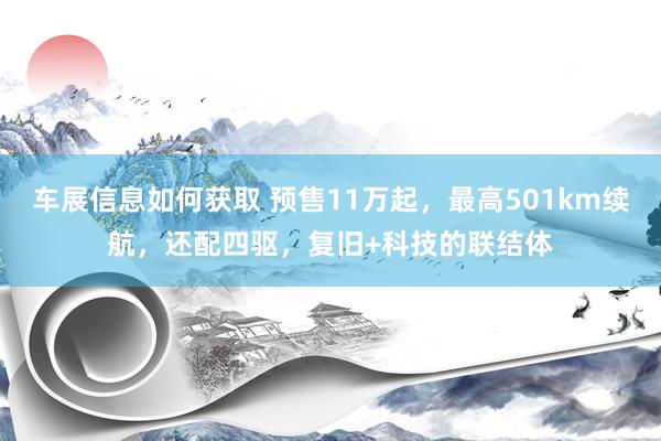 车展信息如何获取 预售11万起，最高501km续航，还配四驱，复旧+科技的联结体