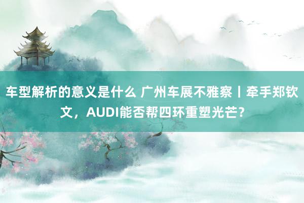 车型解析的意义是什么 广州车展不雅察丨牵手郑钦文，AUDI能否帮四环重塑光芒？