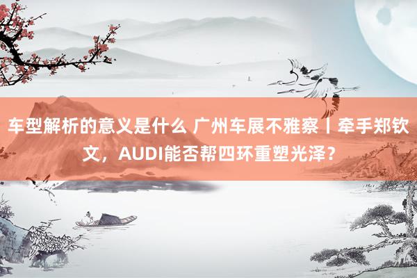 车型解析的意义是什么 广州车展不雅察丨牵手郑钦文，AUDI能否帮四环重塑光泽？