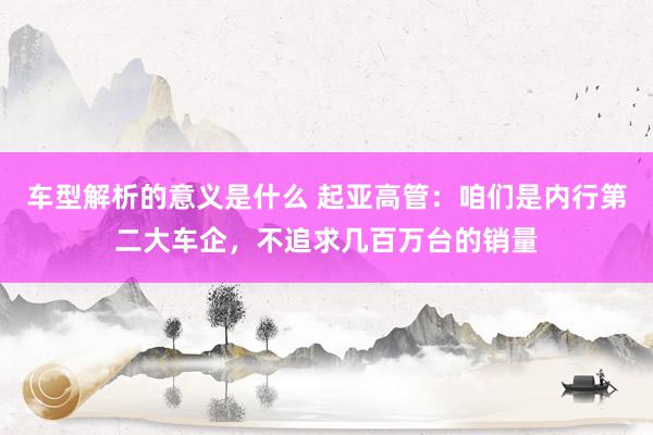 车型解析的意义是什么 起亚高管：咱们是内行第二大车企，不追求几百万台的销量