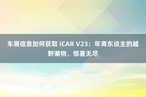 车展信息如何获取 iCAR V23：年青东谈主的越野潮物，惊喜无尽