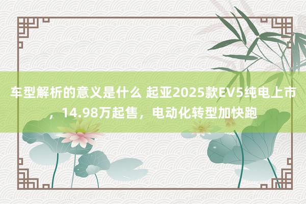 车型解析的意义是什么 起亚2025款EV5纯电上市，14.98万起售，电动化转型加快跑