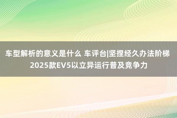 车型解析的意义是什么 车评台|坚捏经久办法阶梯 2025款EV5以立异运行普及竞争力