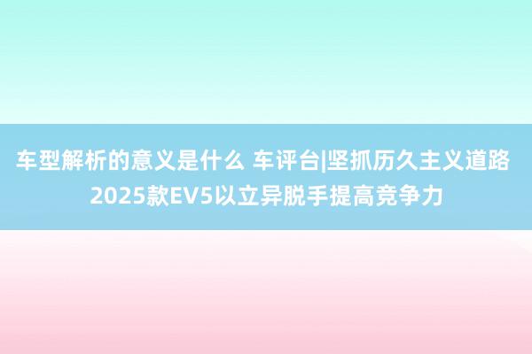 车型解析的意义是什么 车评台|坚抓历久主义道路 2025款EV5以立异脱手提高竞争力