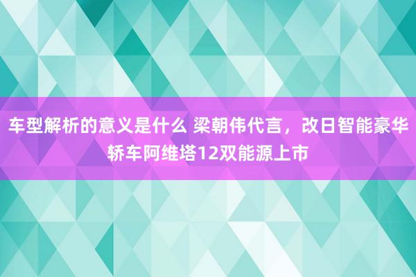 车型解析的意义是什么 梁朝伟代言，改日智能豪华轿车阿维塔12双能源上市