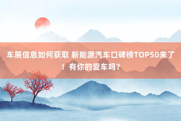 车展信息如何获取 新能源汽车口碑榜TOP50来了！有你的爱车吗？