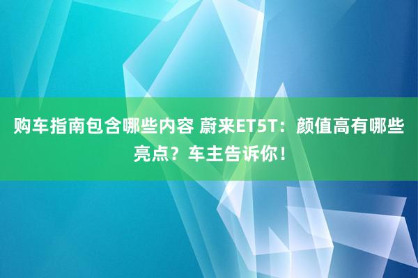 购车指南包含哪些内容 蔚来ET5T：颜值高有哪些亮点？车主告诉你！