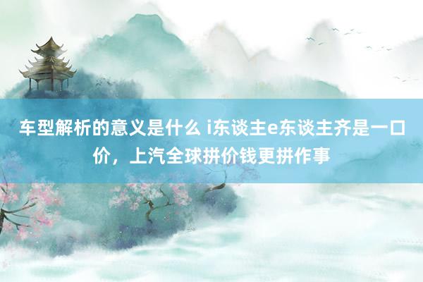 车型解析的意义是什么 i东谈主e东谈主齐是一口价，上汽全球拼价钱更拼作事