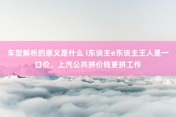 车型解析的意义是什么 i东谈主e东谈主王人是一口价，上汽公共拼价钱更拼工作