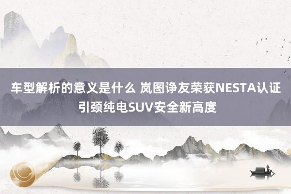 车型解析的意义是什么 岚图诤友荣获NESTA认证 引颈纯电SUV安全新高度