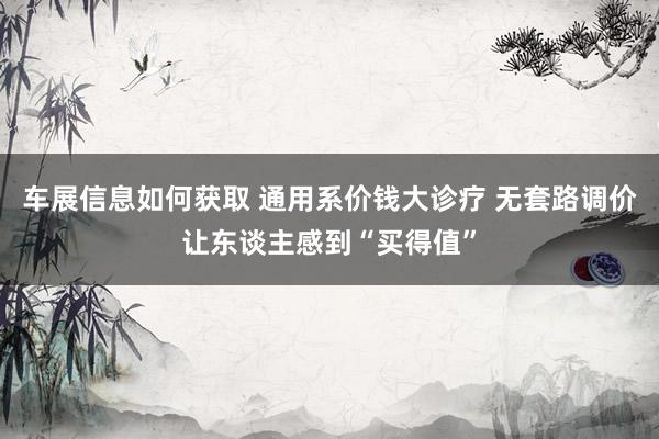 车展信息如何获取 通用系价钱大诊疗 无套路调价让东谈主感到“买得值”