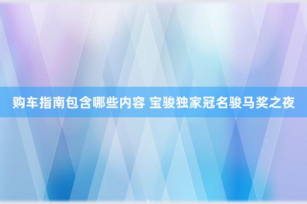 购车指南包含哪些内容 宝骏独家冠名骏马奖之夜