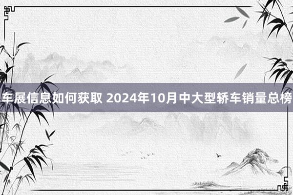 车展信息如何获取 2024年10月中大型轿车销量总榜