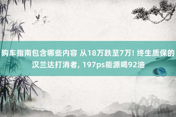 购车指南包含哪些内容 从18万跌至7万! 终生质保的汉兰达打消者, 197ps能源喝92油