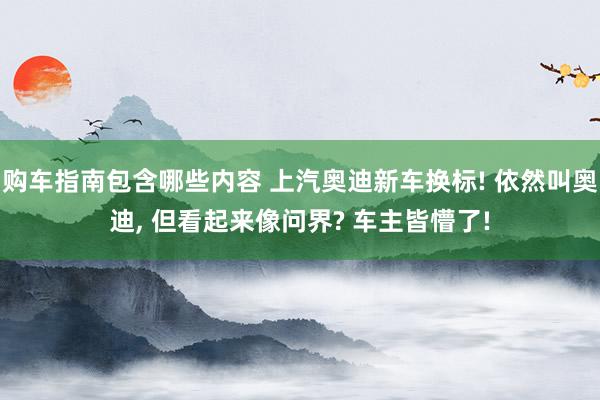 购车指南包含哪些内容 上汽奥迪新车换标! 依然叫奥迪, 但看起来像问界? 车主皆懵了!