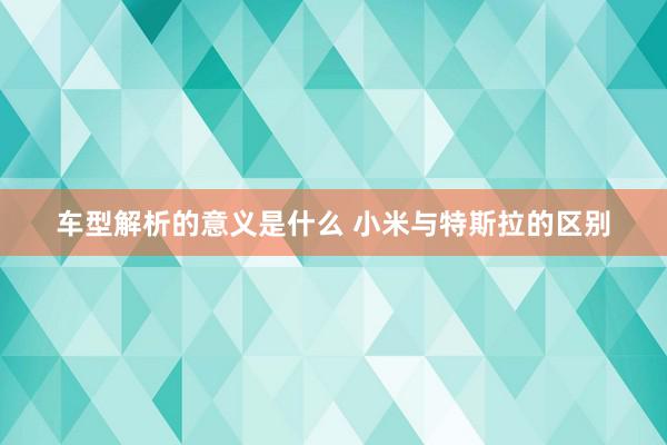 车型解析的意义是什么 小米与特斯拉的区别