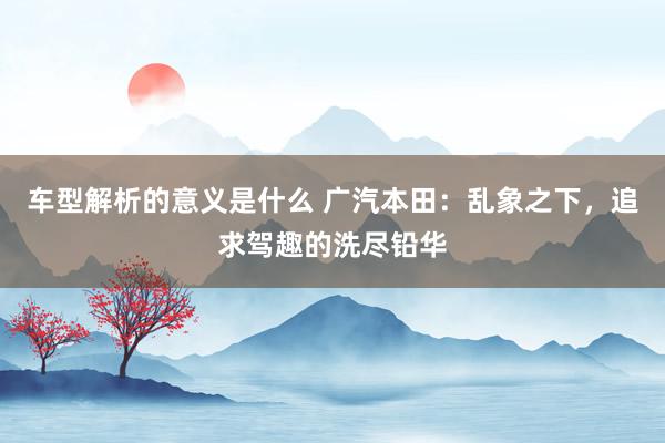 车型解析的意义是什么 广汽本田：乱象之下，追求驾趣的洗尽铅华