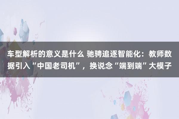 车型解析的意义是什么 驰骋追逐智能化：教师数据引入“中国老司机”，换说念“端到端”大模子