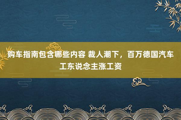 购车指南包含哪些内容 裁人潮下，百万德国汽车工东说念主涨工资