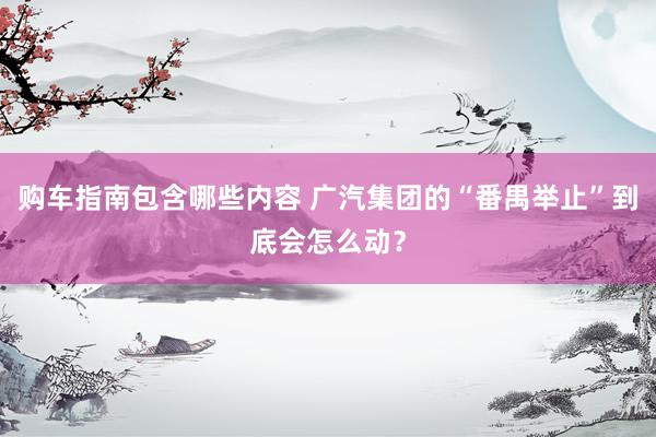 购车指南包含哪些内容 广汽集团的“番禺举止”到底会怎么动？