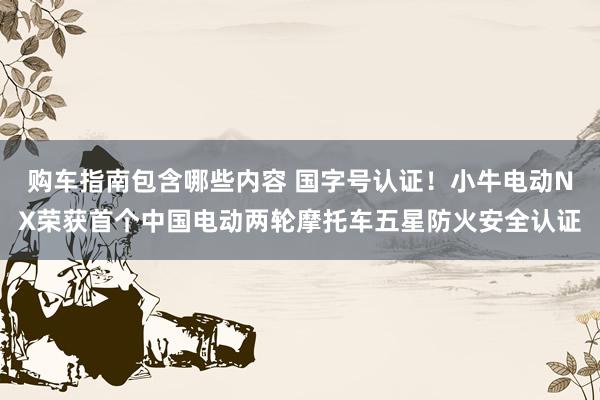 购车指南包含哪些内容 国字号认证！小牛电动NX荣获首个中国电动两轮摩托车五星防火安全认证