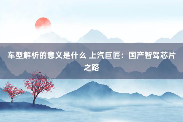 车型解析的意义是什么 上汽巨匠：国产智驾芯片之路