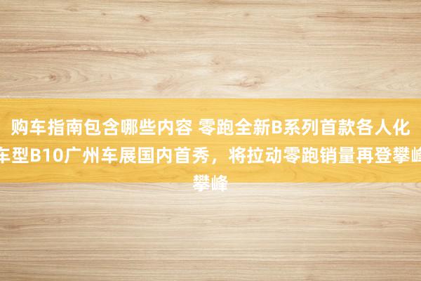 购车指南包含哪些内容 零跑全新B系列首款各人化车型B10广州车展国内首秀，将拉动零跑销量再登攀峰